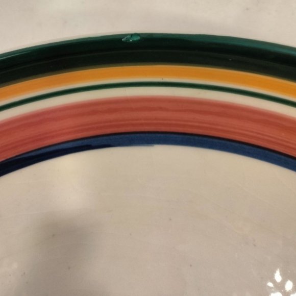 Tre Ci Pasta Serving Bowl Italy Signed Large 13 inch Red Green Border - Picture 6 of 6